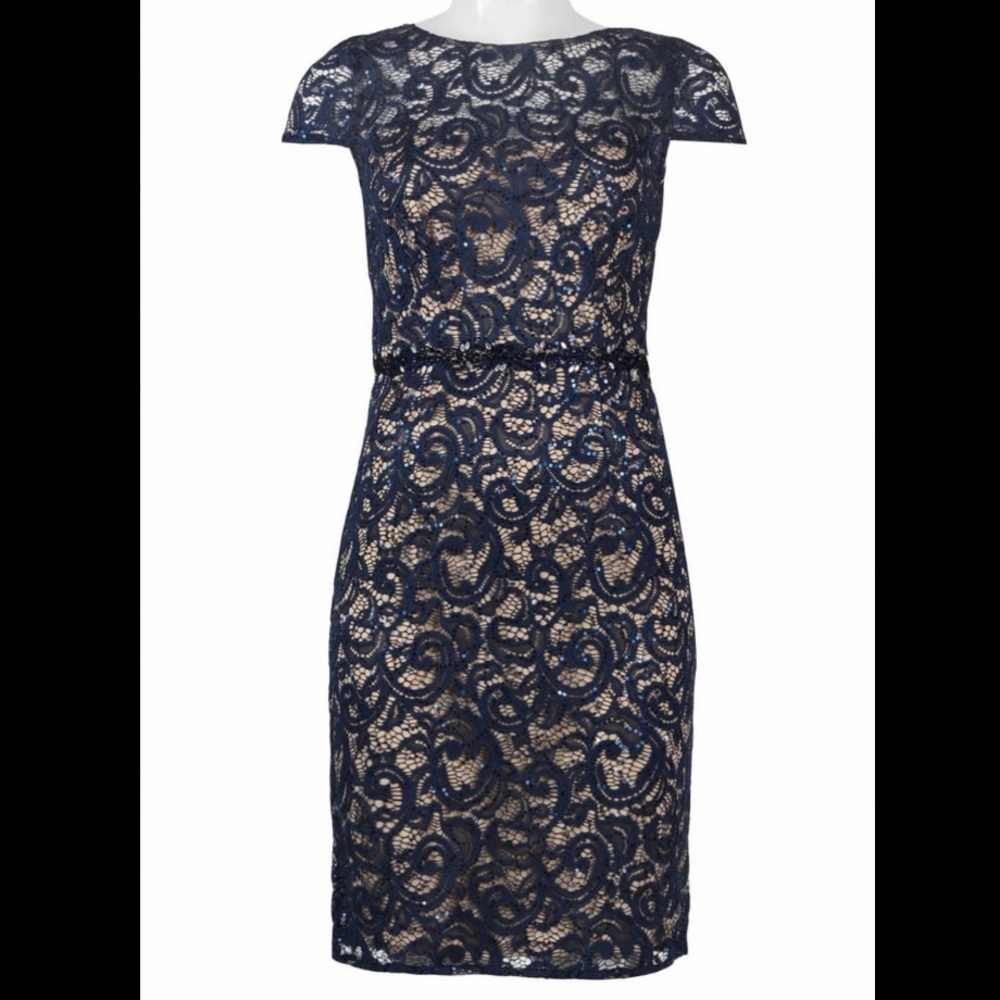 Navy/nude bead midi dress.
